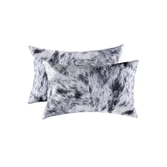 Natural Home Decor Torino Kobe Salt & Pepper Cowhide Pillow | 2-Piece | 12"x20" - Picture 1 of 2